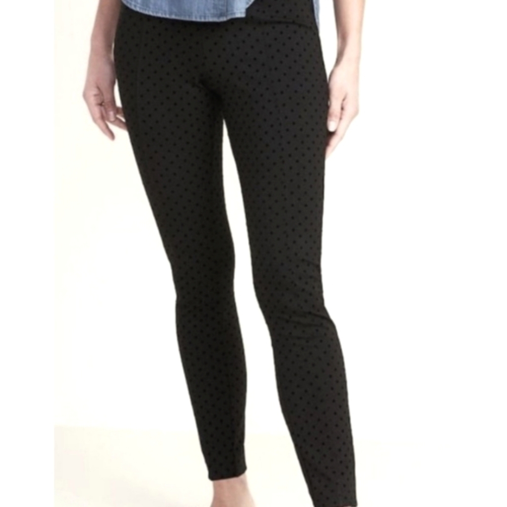 Old Navy Stevie High Waist Pull on Leggings Flocked Black Dots Size S